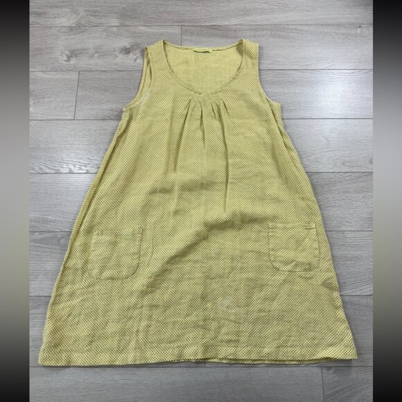 Cut Loose Butter Yellow Polka Dot Sleeveless Lagenlook Mini Tunic Dress - Picture 1 of 11